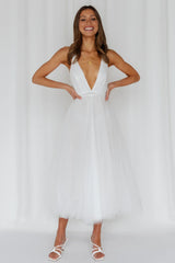 Summer Cinderella Midi Dress White